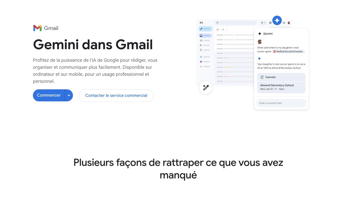 Gemini intégré dans Gmail, améliore la communication.
