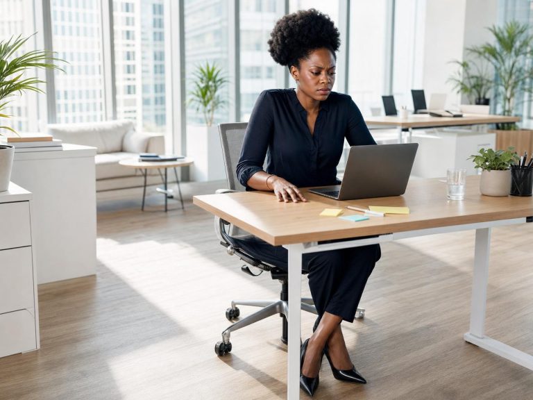 Femme travaillant sur ordinateur portable au bureau moderne
