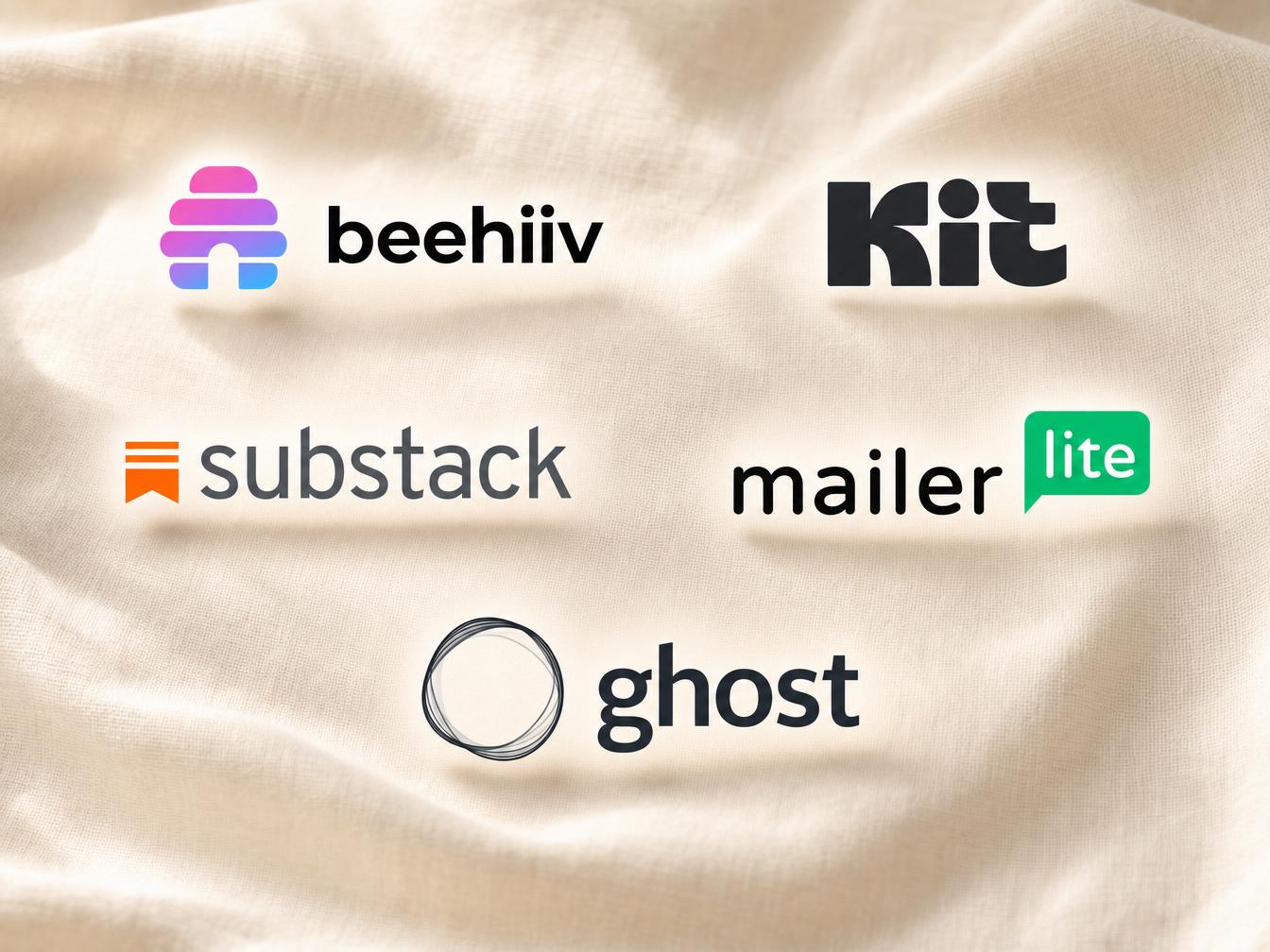Logos Beehiiv, Substack, MailerLite, Ghost et Kit