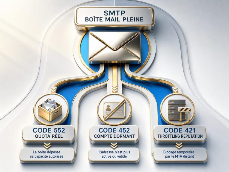 Infographie des erreurs SMTP liées à une boîte mail pleine
