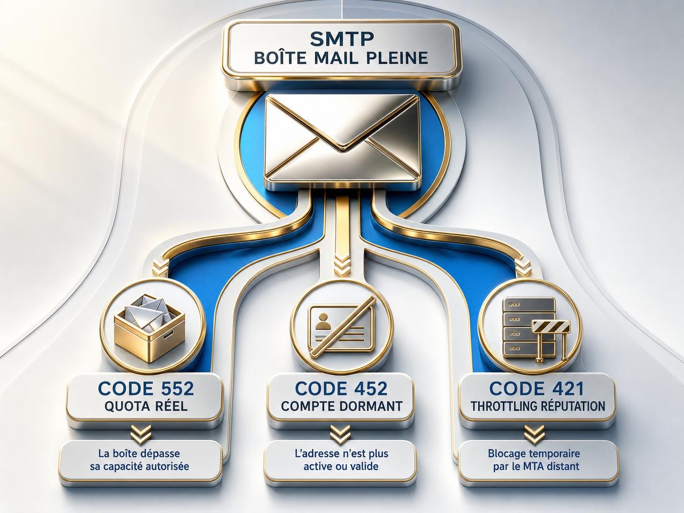 Infographie des erreurs SMTP liées à une boîte mail pleine